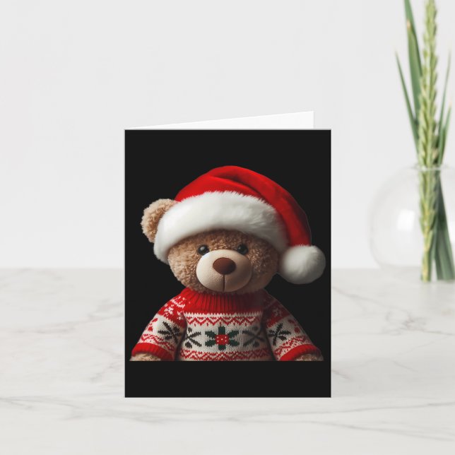 Teddy Bear With Santa Hat Christmas Xmas Lover Kid Karte (Vorderseite)
