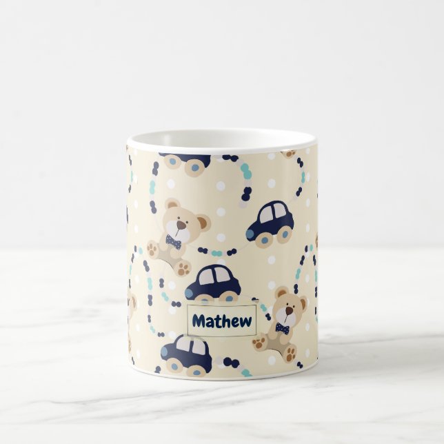 Teddy Bears and Cars Baby Boy Pattern Kaffeetasse (Mittel)