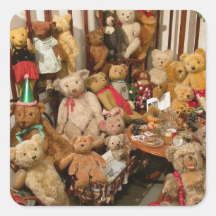 Teddy Bears Collectors Paradies Quadratischer Aufkleber