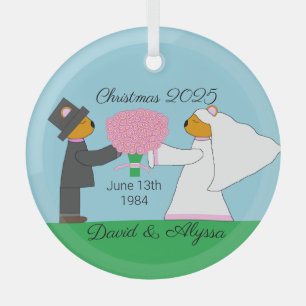 Teddy Bears Erfahren verheiratet: Ornament Aus Glas