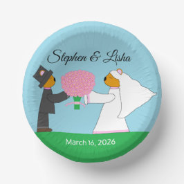 Teddy Bears Erlangung einer Hochzeitsempfang Pappteller