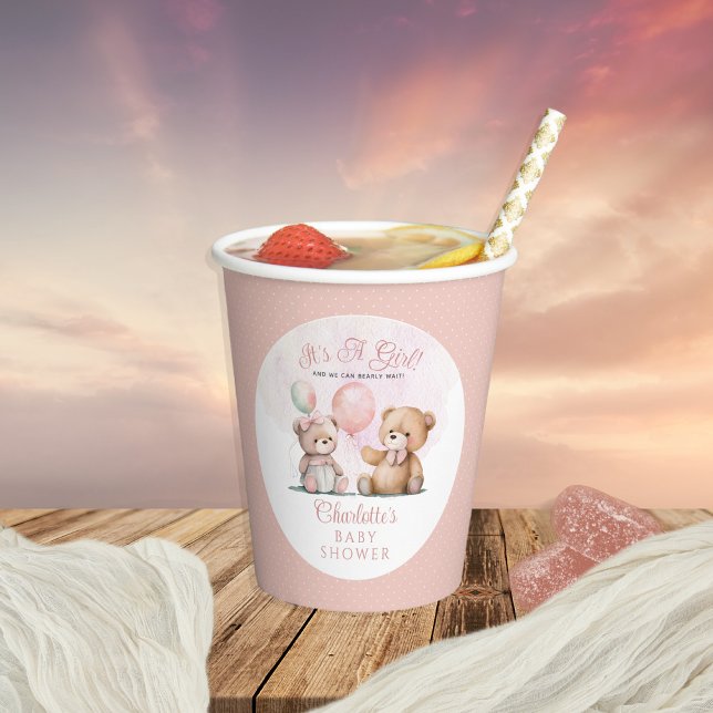 Teddy Bears Es ist ein Mädchen mit Baby Wait Baby  Pappbecher (Von Creator hochgeladen)