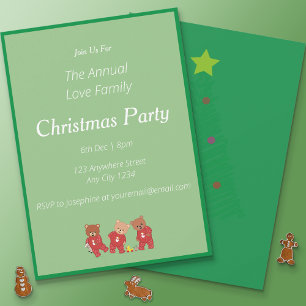 Teddy Bears Familienweihnachtliches Party Einladung