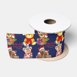 Teddy Bears Frohe Weihnachten Satinband
