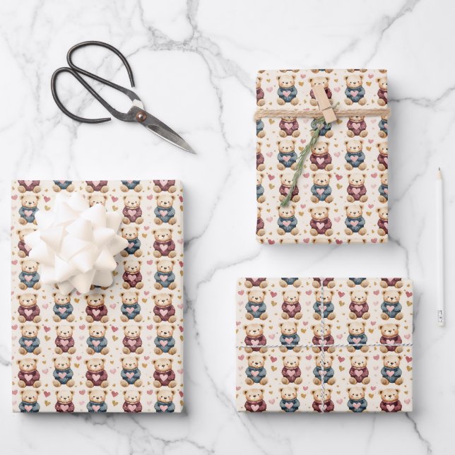 Teddy Bears Geschenkpapier Set (Vorderseite)