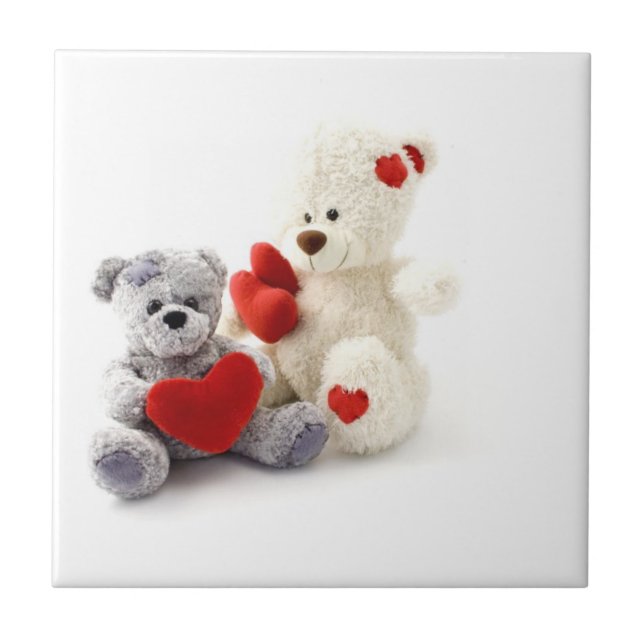 Teddy Bears haben Herz-Keramik-Tile Fliese (Vorderseite)