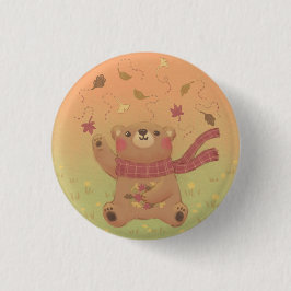 Teddy Bear's Herbst-Herbstlaub Button