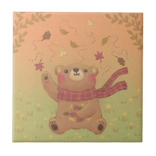 Teddy Bear's Herbst-Herbstlaub Fliese