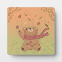Teddy Bear's Herbst-Herbstlaub Fotoplatte
