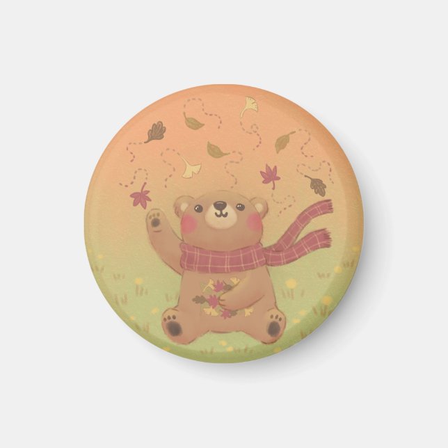 Teddy Bear's Herbst-Herbstlaub Magnet (Vorne)