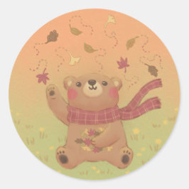 Teddy Bear's Herbst-Herbstlaub Runder Aufkleber
