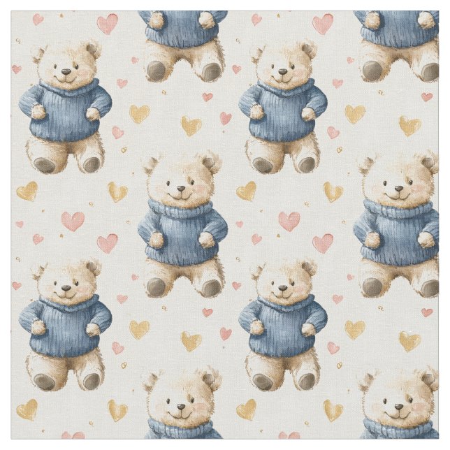 Teddy Bears in Blue Sweaters Stoff (Nahaufnahme)