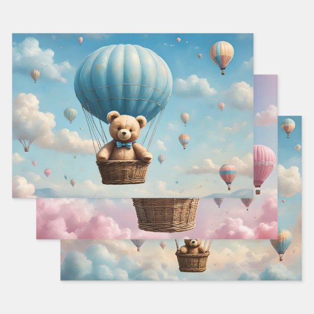 Teddy Bears in Hot Air Balloons Geschenkpapier Set (Set)