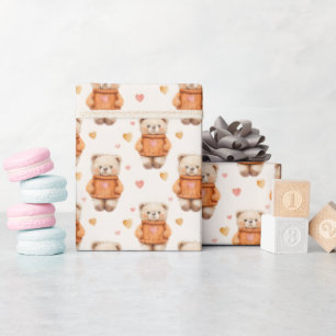 Teddy Bears in Orange Sweaters Geschenkpapier