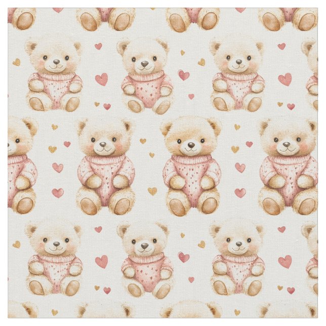 Teddy Bears in Pink Sweaters Stoff (Nahaufnahme)