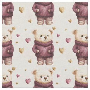 Teddy Bears mit Lila und goldenen Herzen Stoff