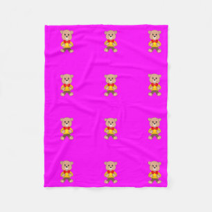 Teddy Bears Modern Pink Magenta Fleecedecke
