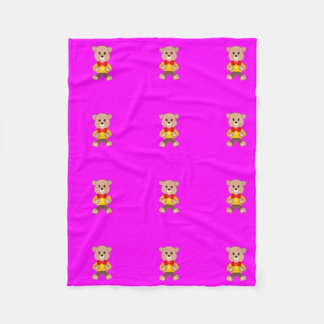 Teddy Bears Modern Pink Magenta Fleecedecke (Vorderseite)