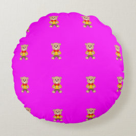 Teddy Bears Modern Pink Magenta Rundes Kissen