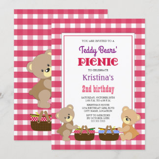 Teddy Bears' Picnic Birthday Party Einladung
