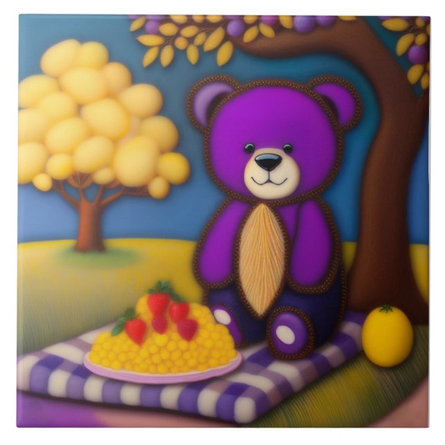Teddy Bear's Picnic - Kindergarten Keramik Tile Fliese (Vorderseite)