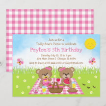 Teddy Bear's Picnic Pink Gingham Birthday