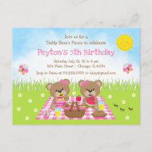 Teddy Bear's Picnic Pink Gingham Birthday
