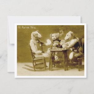 Teddy Bears Poker Vintag spielen Postkarte