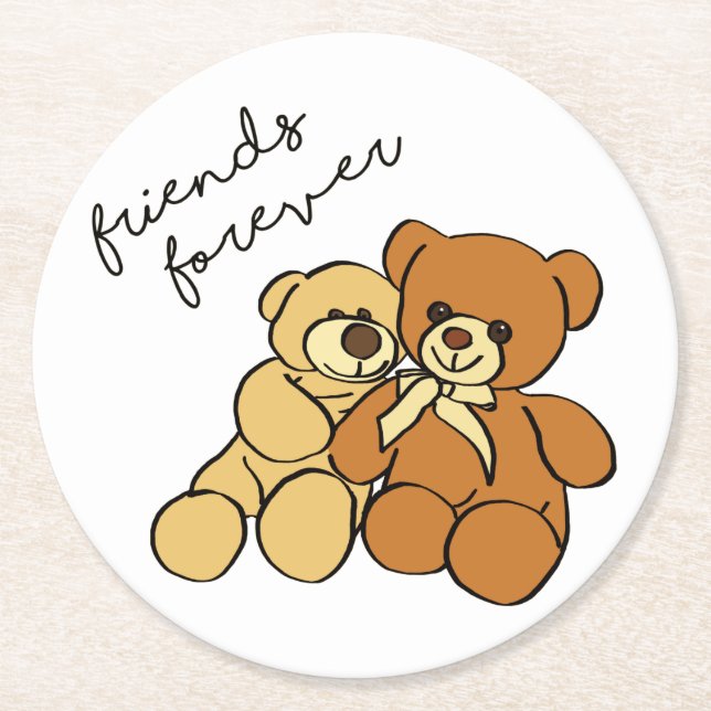 Teddy bears runder pappuntersetzer (Vorderseite)