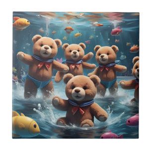 Teddy Bears Schwimmen in einem Fisch-Pool Fliese