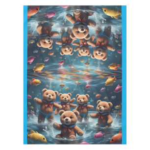 Teddy Bears Schwimmen in einem Fisch-Pool Tischdecke