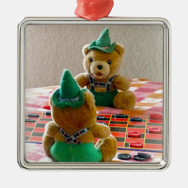 Teddy Bears Silbernes Ornament (Vorne)