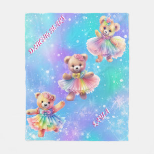 Teddy Bears tanzen in Regenbogenkleider für Mädche Fleecedecke