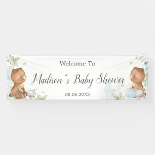 Teddy Bears Twins Baby Dusche Hintergrund Willkomm Banner