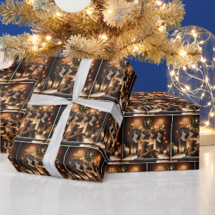 Teddy Bears vor einem Weihnachtsfeuer Geschenkpapier