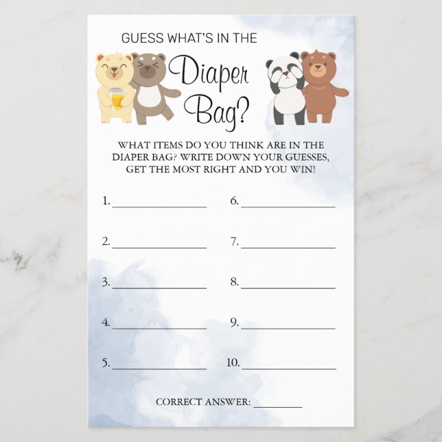 Teddy Bears Was ist in dem Windeln-Taschen-Duschsp Flyer (Vorne)