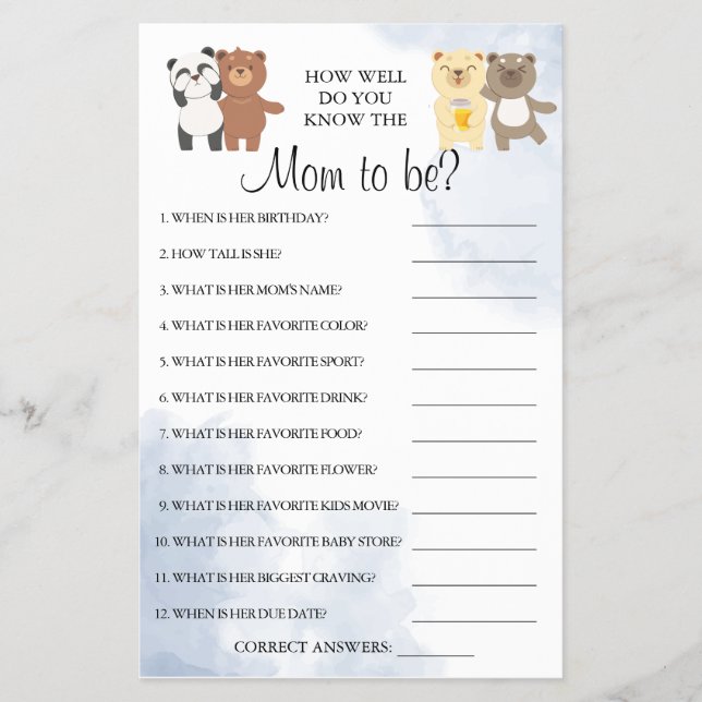 Teddy Bears Wie gut Sie wissen, Mama, um Spiel zu  Flyer (Vorne)