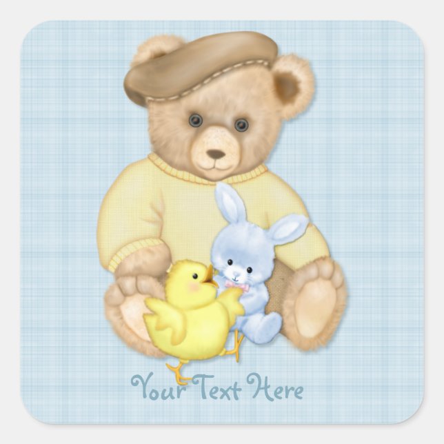 Teddy Boy Easter Quadratischer Aufkleber (Vorderseite)