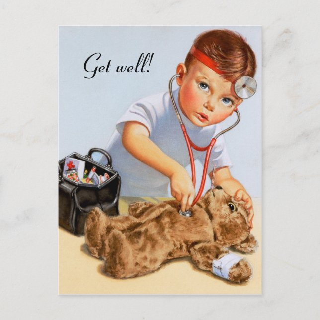 Teddy-Check-up Postkarte (Vorderseite)