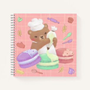 Teddy der Bäcker mit Macarons Notizbuch