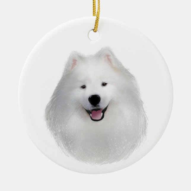 Teddy der Samoid Keramik Ornament (Vorne)