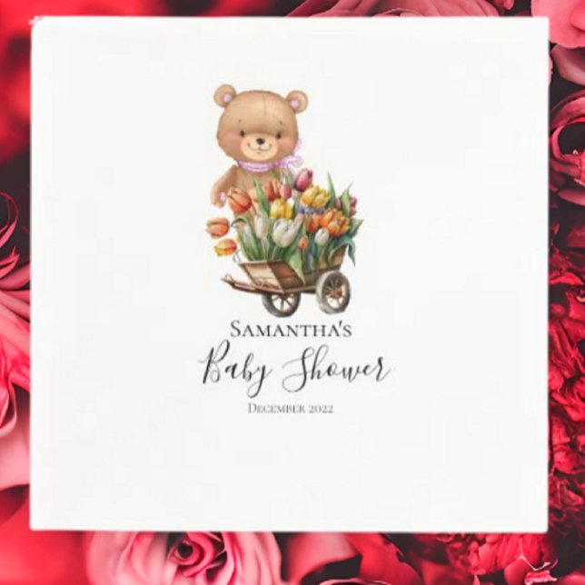 Teddy Floral Girl Rustic Floral Pink Napkins Serviette (Planning A Party Is Fun When You Shop With Us. Find Everything You Need)