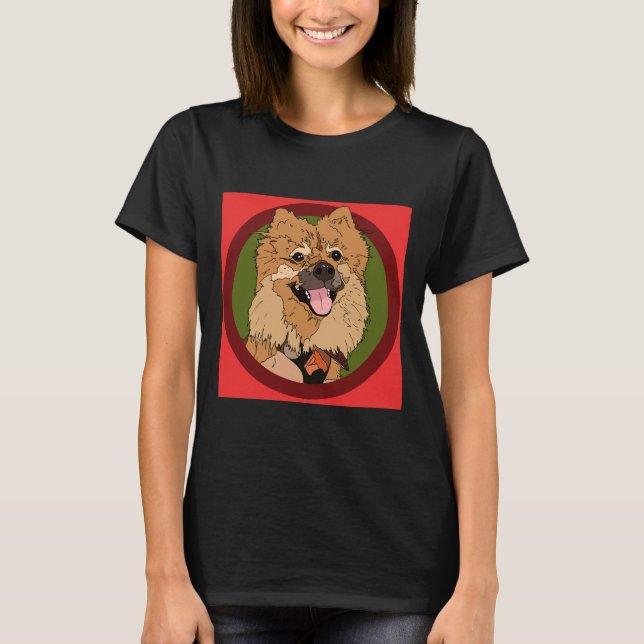 Teddy Fox Faced Spitz Hunde Illustration T-Shirt (Vorderseite)