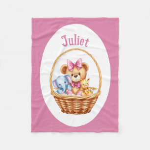 Teddy & Freunde in einem Korb Fleece Blanket