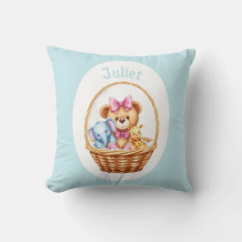 Teddy & Freunde in einem Korb Kissen