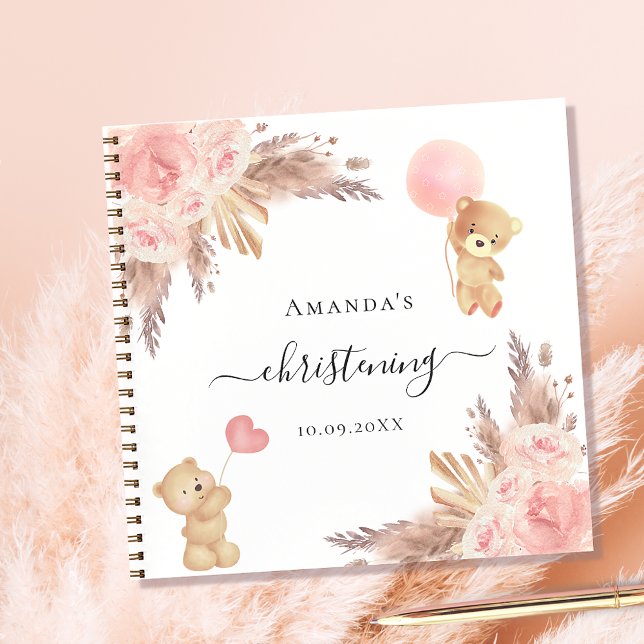 Teddy-Gast-Taufen Pampas Gras-Rose Notizbuch (Von Creator hochgeladen)