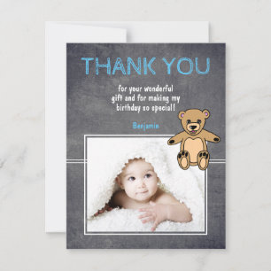 Teddy Geburtstag Danke Fotokarte für Kinder