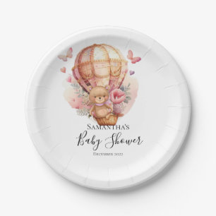 Teddy Girl Foral Heißluftballon Pink Pappteller