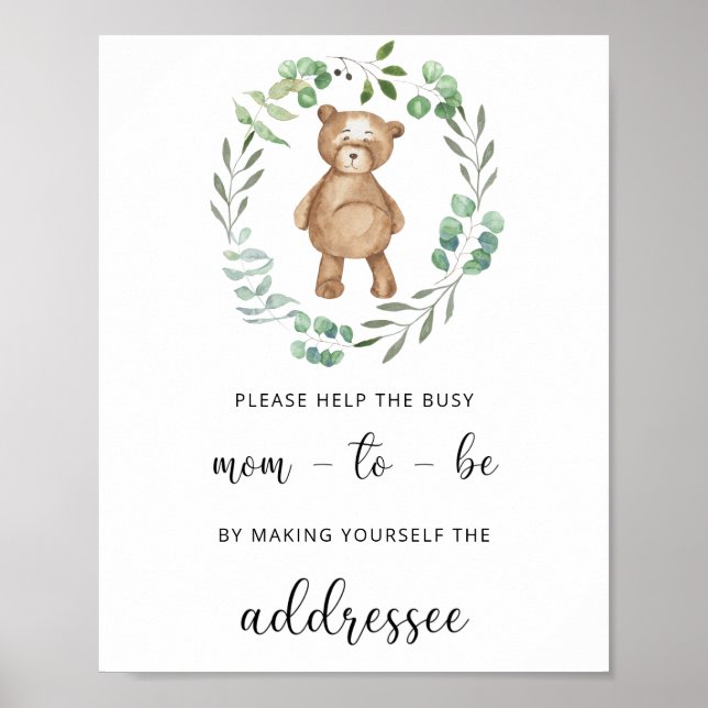 Teddy hilft der betriebsamen Mama, einen Umschlag  Poster (Vorne)