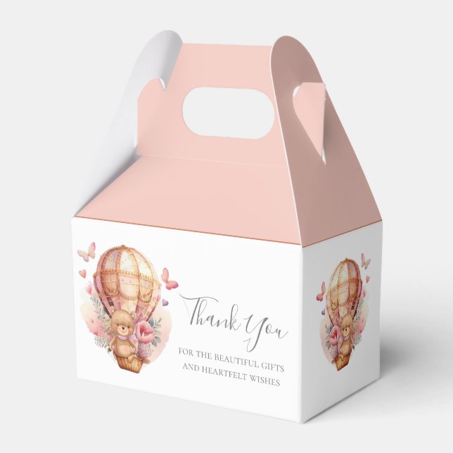 Teddy Hot Air Ballon Pink Gevor Box Geschenkschachtel (Vorderseite)
